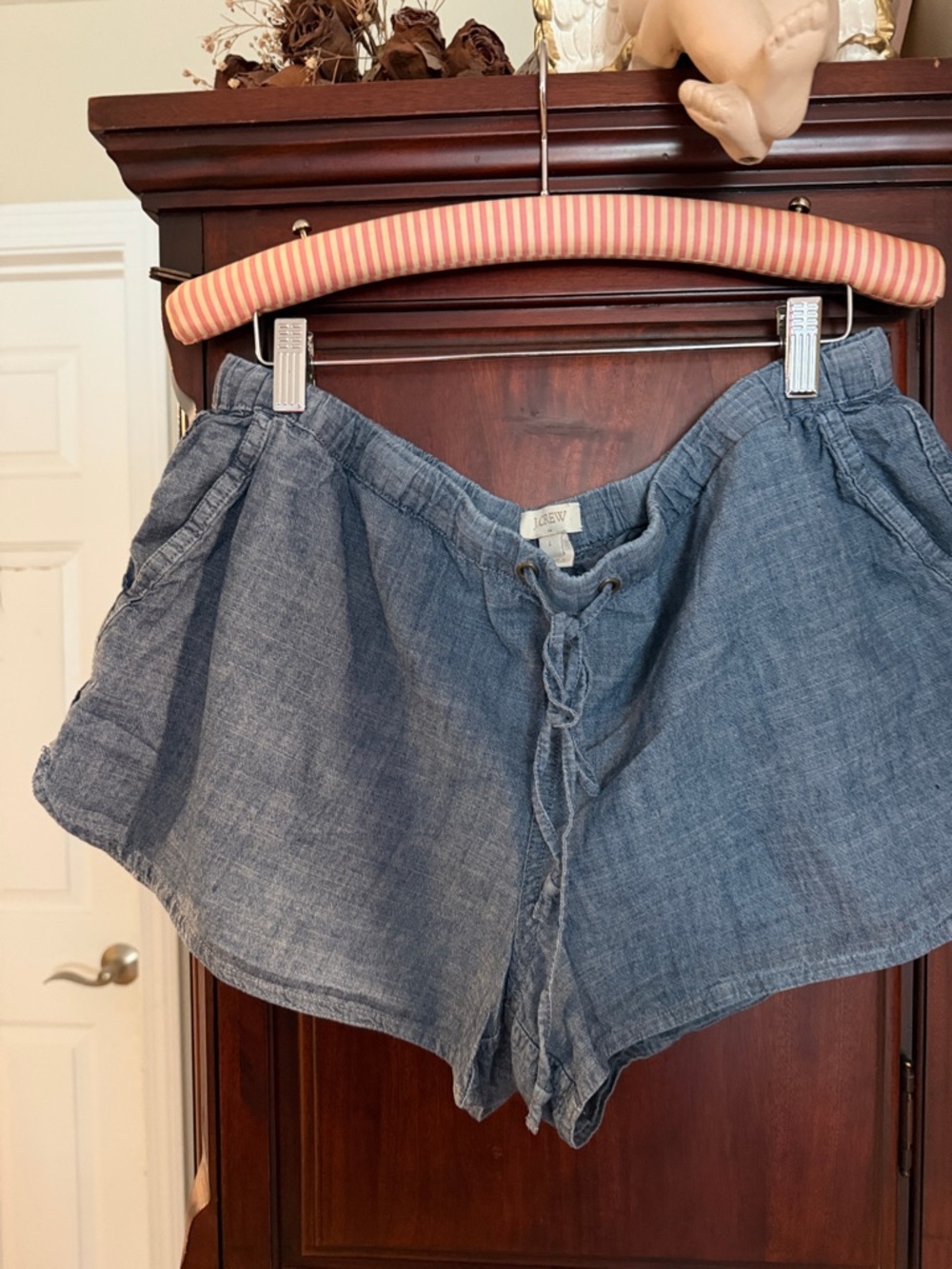 J. Crew Factory Light Chambray Drawstring Shorts - Blue